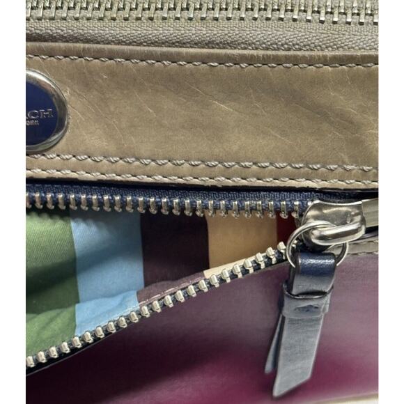 Coach Legacy Leather Zippy Wristlet Wallet Magenta Pink & Gray 7.5" Multi Slots - Picture 9 of 11